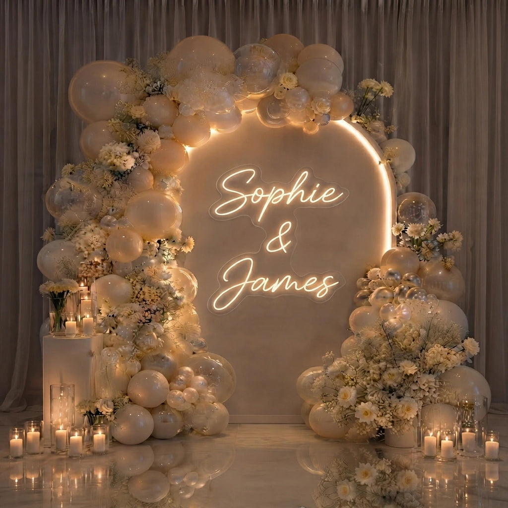 Personalized Wedding Neon Sign Custom Names LED Light, Wedding Reception Backdro