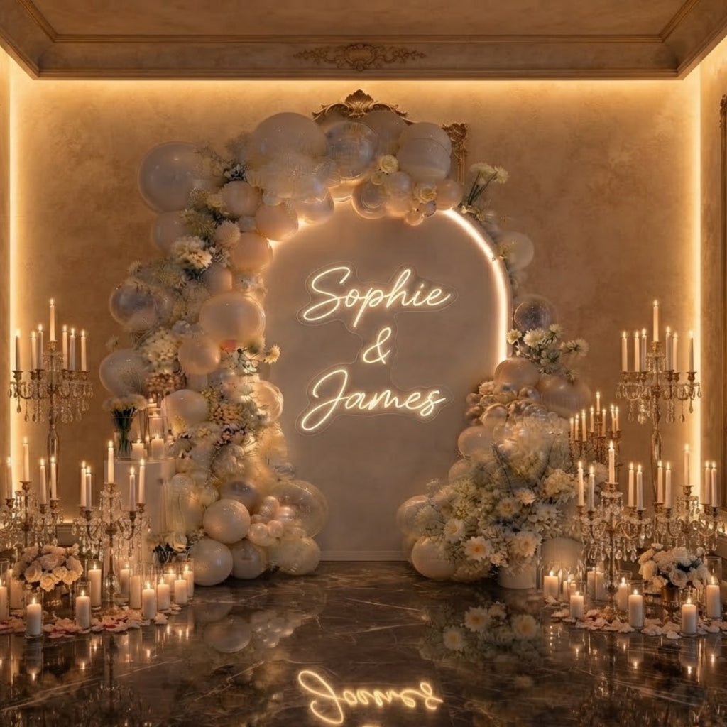 Personalized Wedding Neon Sign Custom Names LED Light, Wedding Reception Backdro