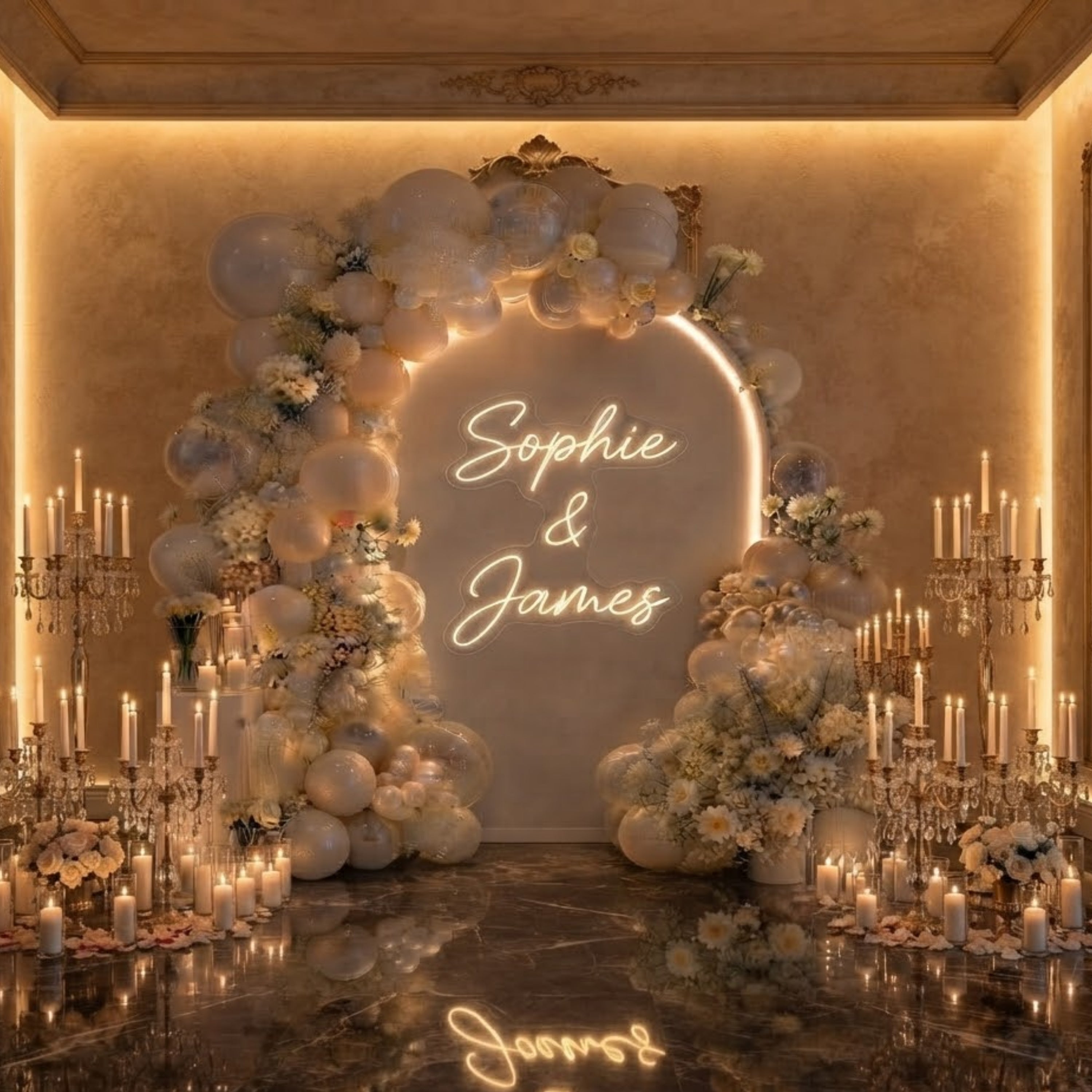 Personalized Wedding Neon Sign Custom Names LED Light, Wedding Reception Backdro