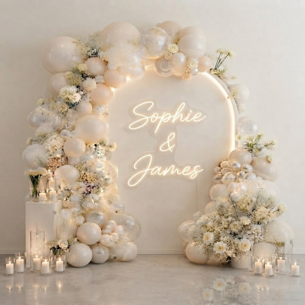 Personalized Wedding Neon Sign Custom Names LED Light, Wedding Reception Backdro