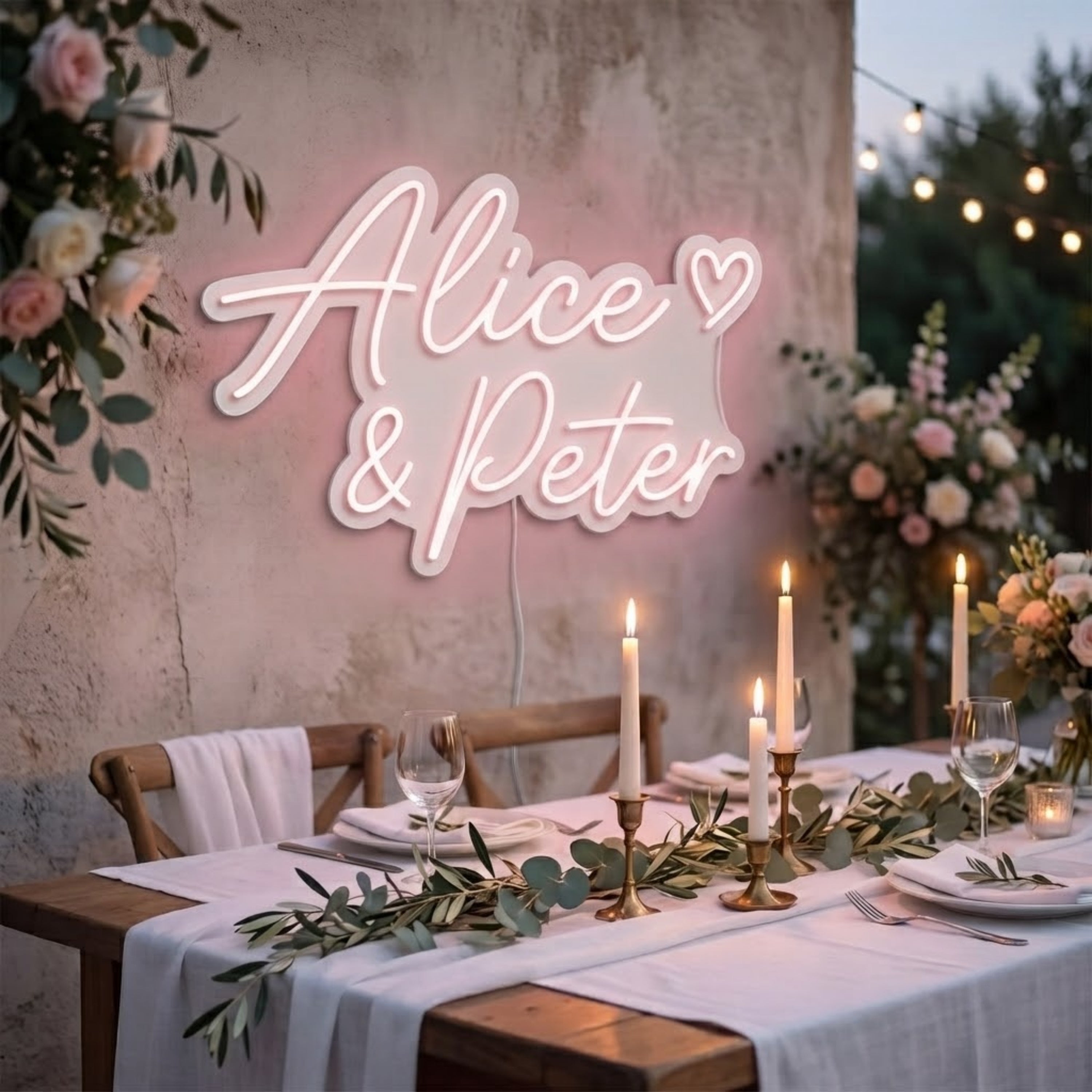 Personalized Wedding Neon Sign Custom Names LED Light, Wedding Reception Backdro