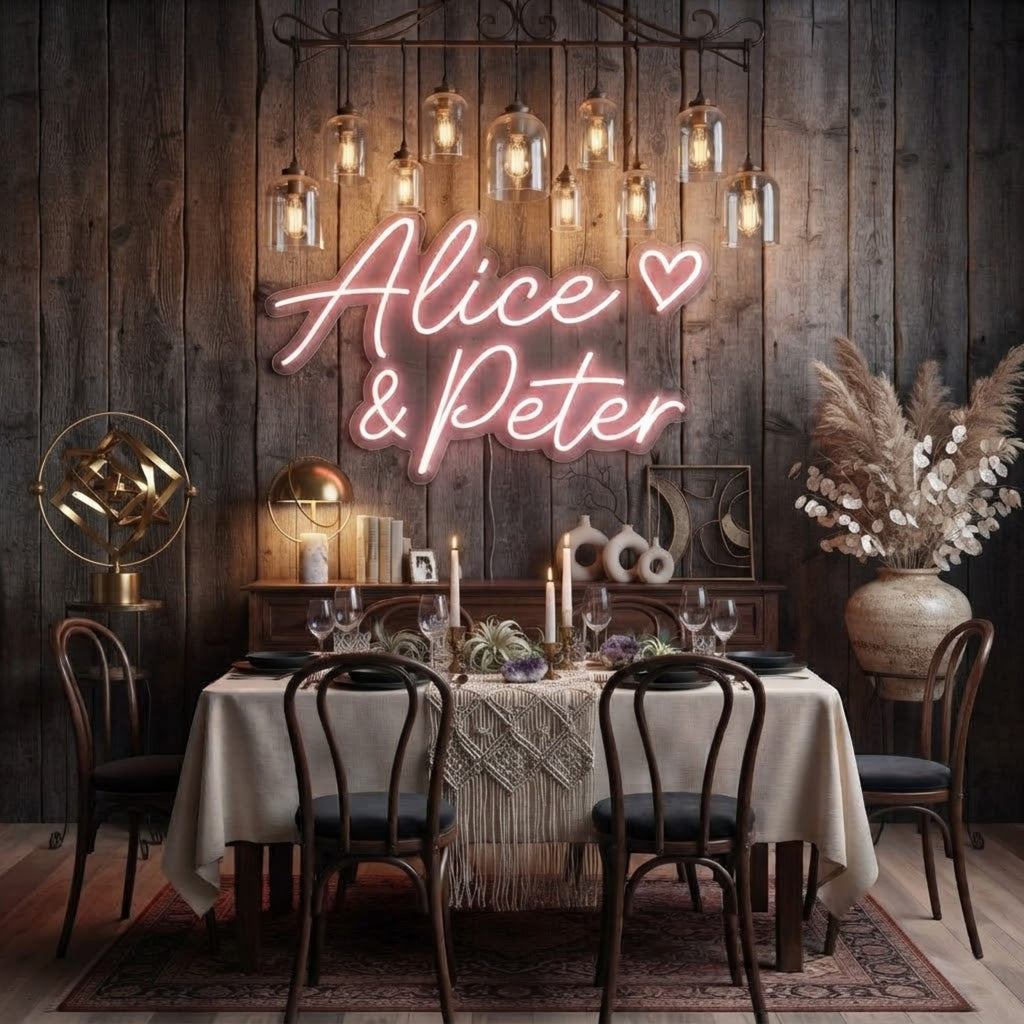 Personalized Wedding Neon Sign Custom Names LED Light, Wedding Reception Backdro