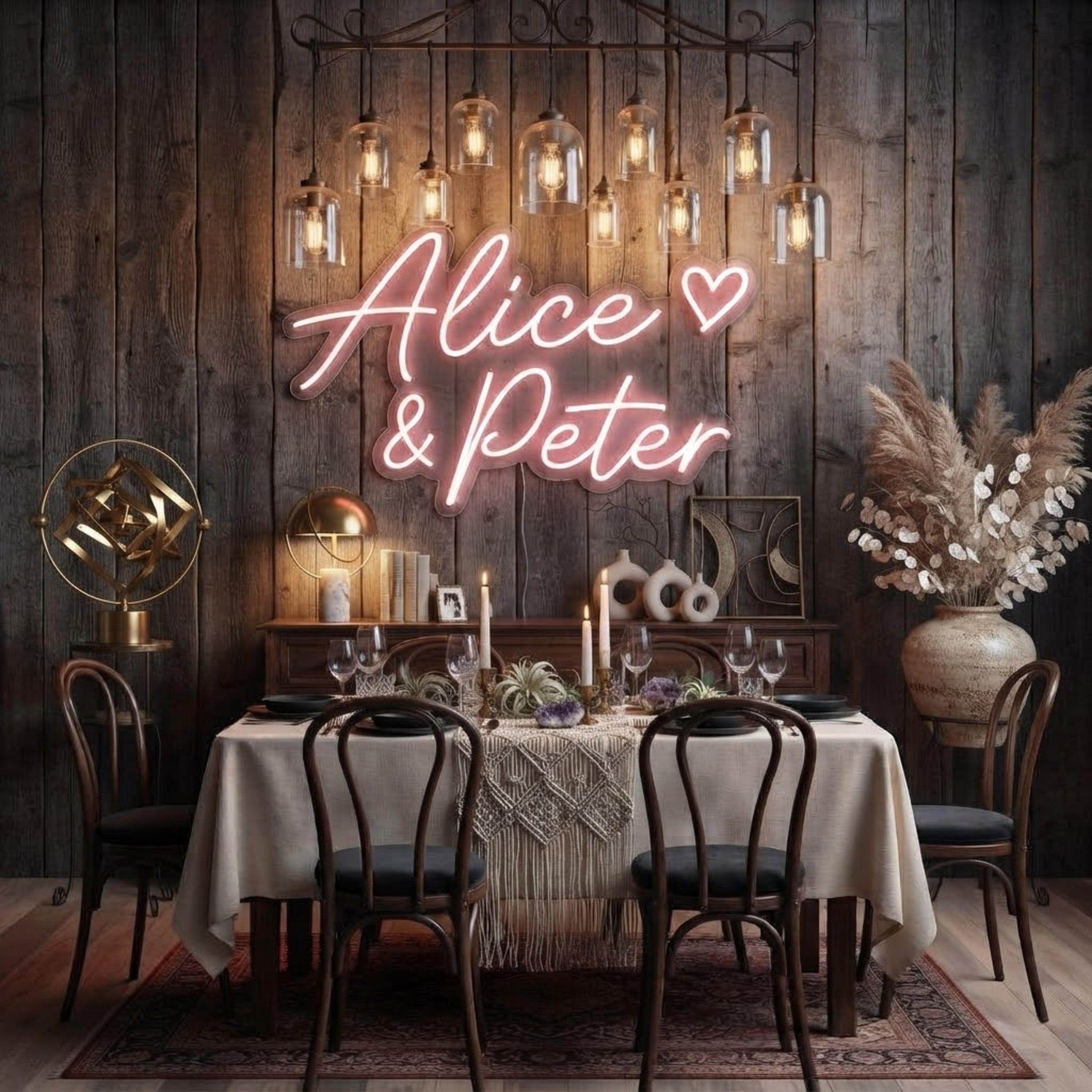 Personalized Wedding Neon Sign Custom Names LED Light, Wedding Reception Backdro