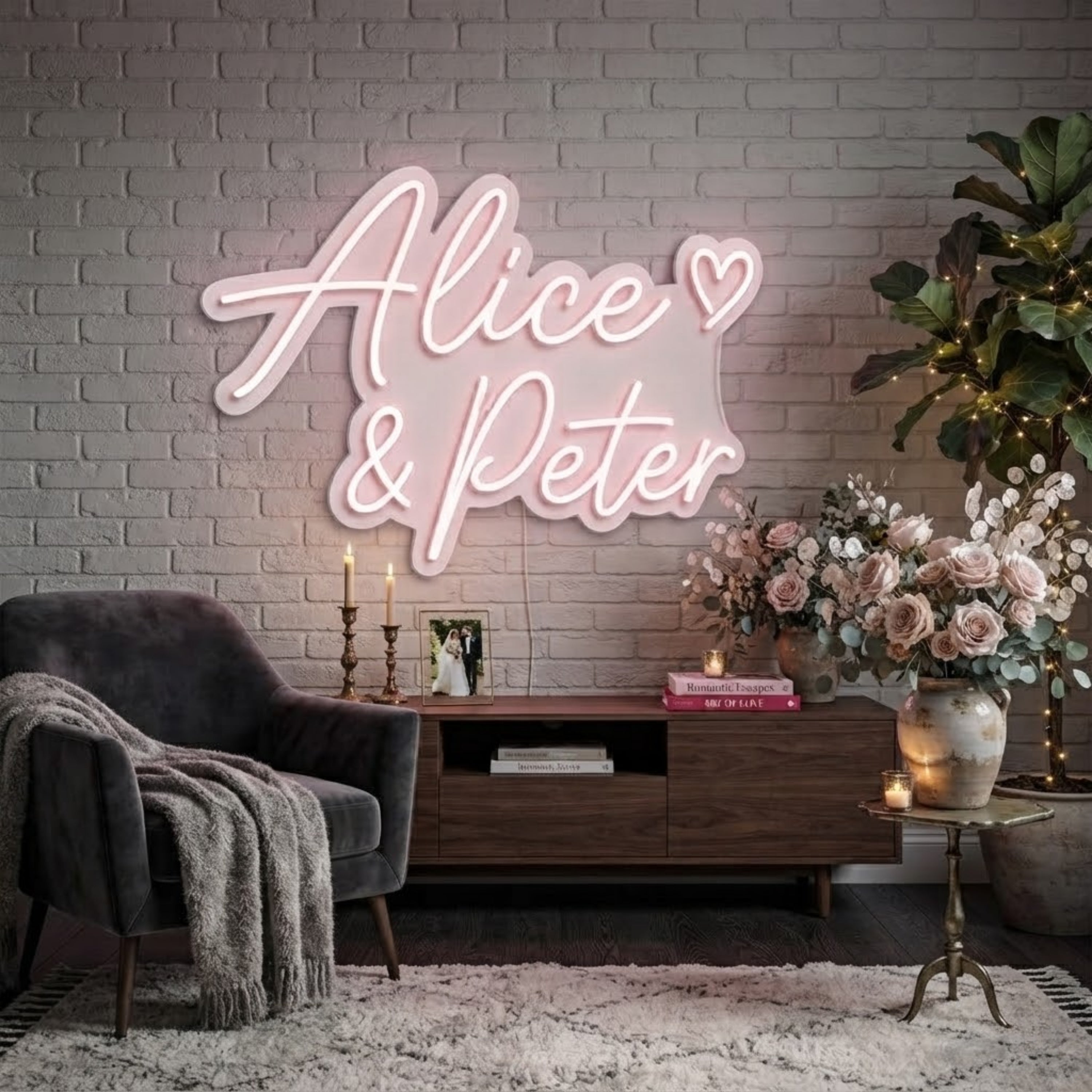 Personalized Wedding Neon Sign Custom Names LED Light, Wedding Reception Backdro