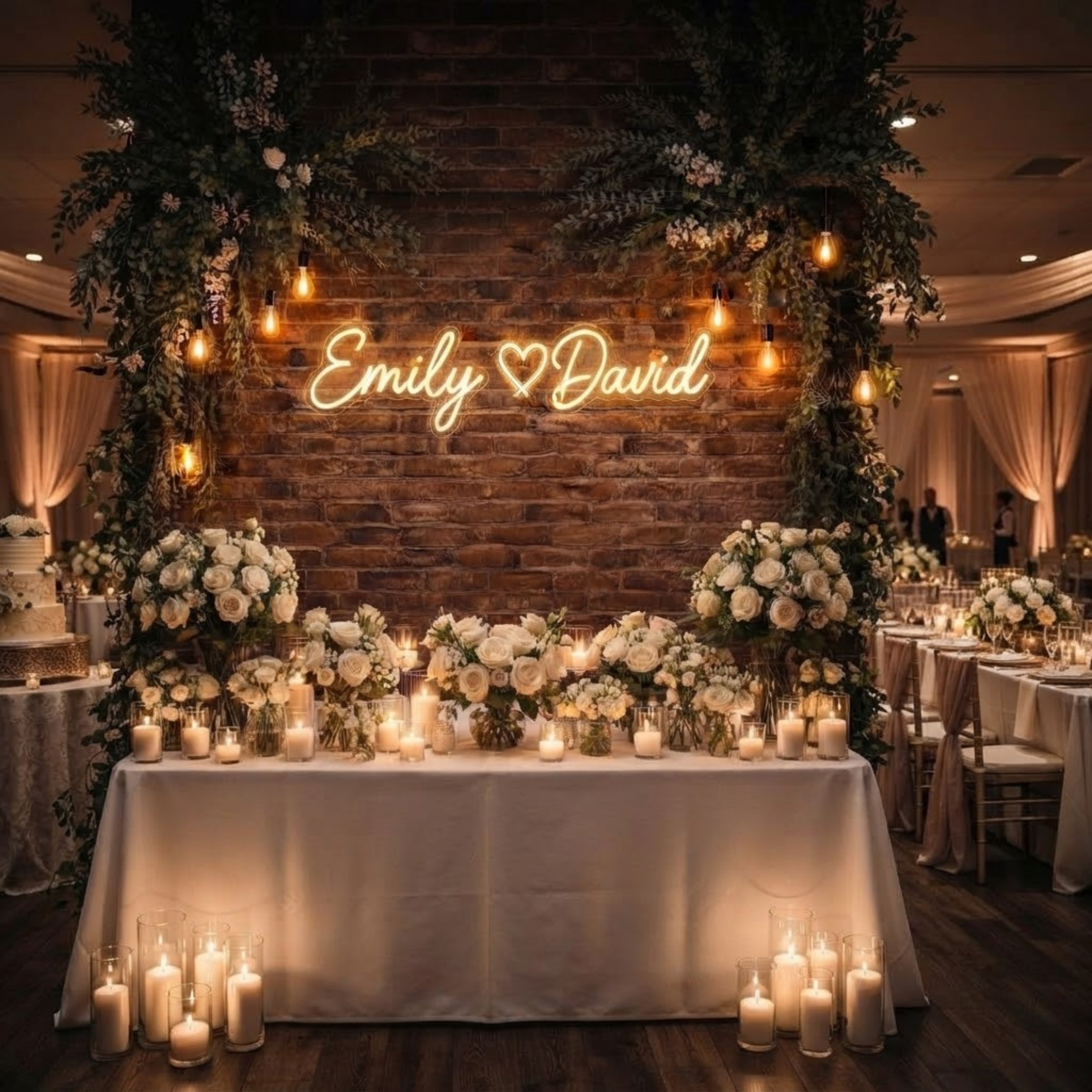 Personalized Wedding Neon Sign Custom Couple Names LED Light, Romantic Wedding B