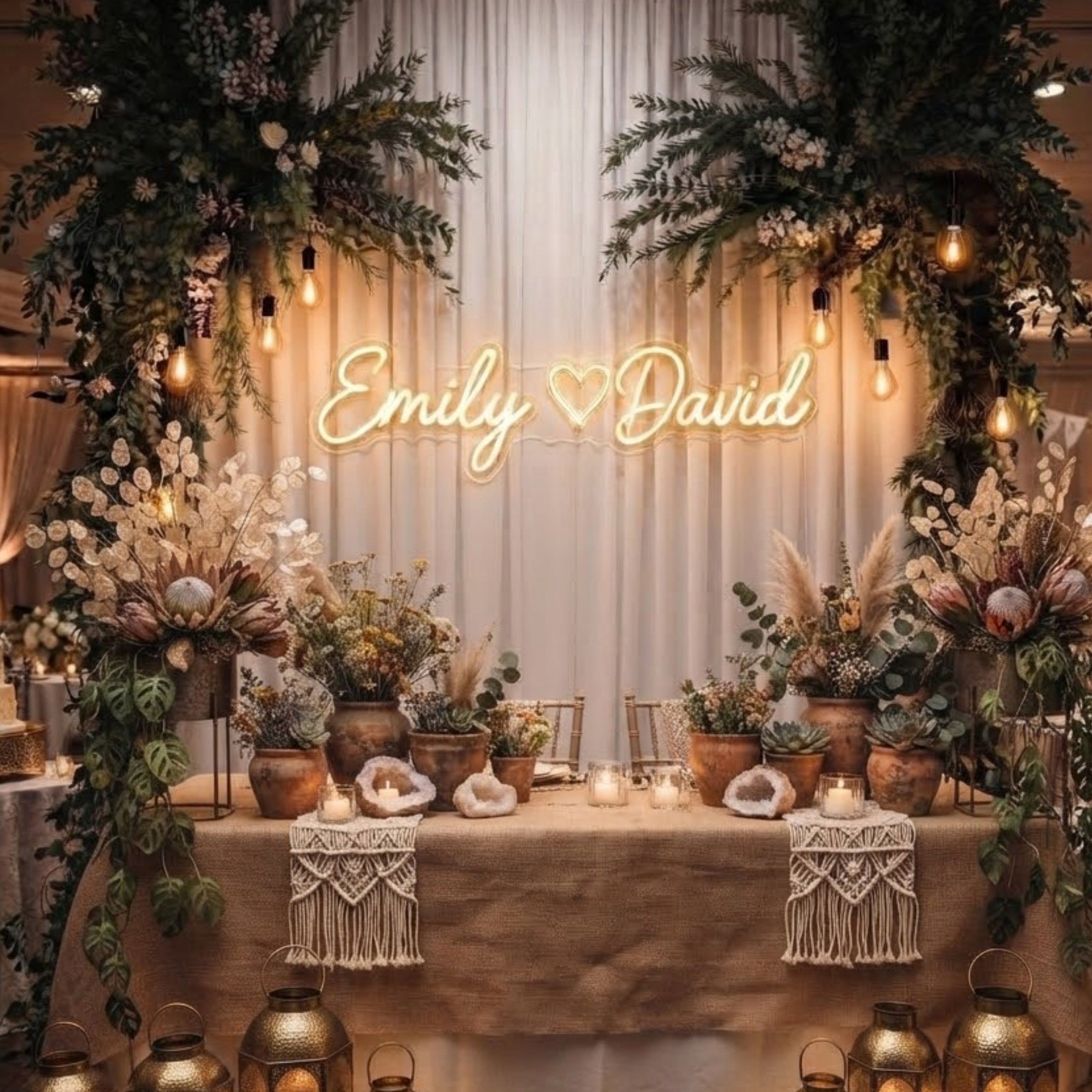 Personalized Wedding Neon Sign Custom Couple Names LED Light, Romantic Wedding B