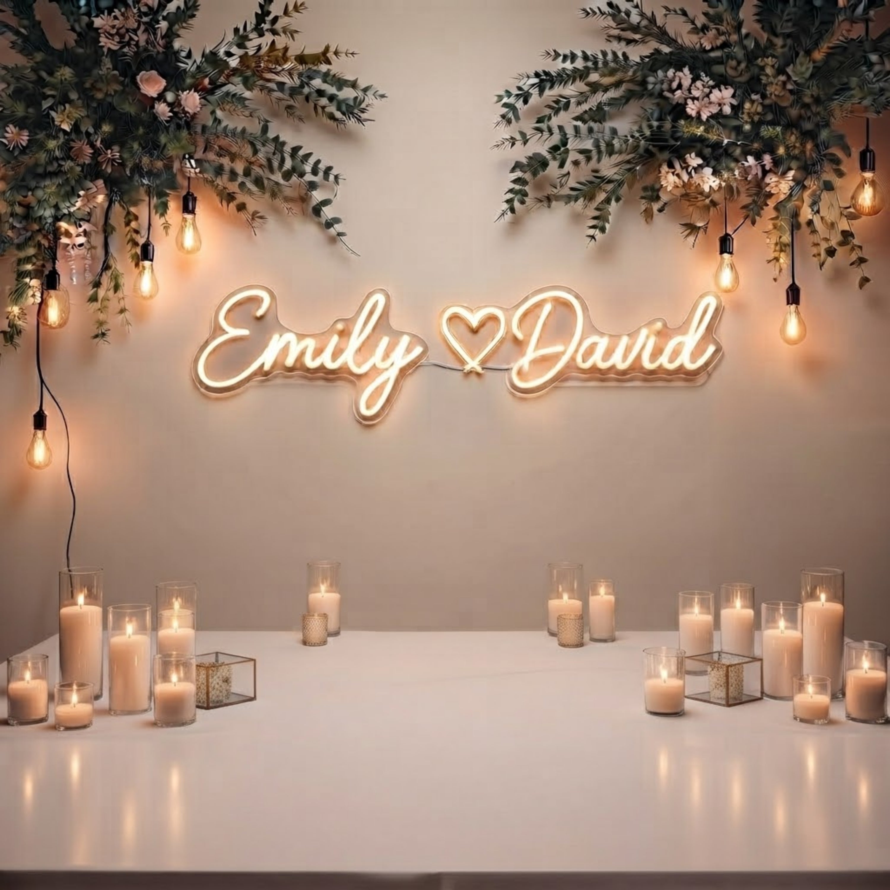 Personalized Wedding Neon Sign Custom Couple Names LED Light, Romantic Wedding B