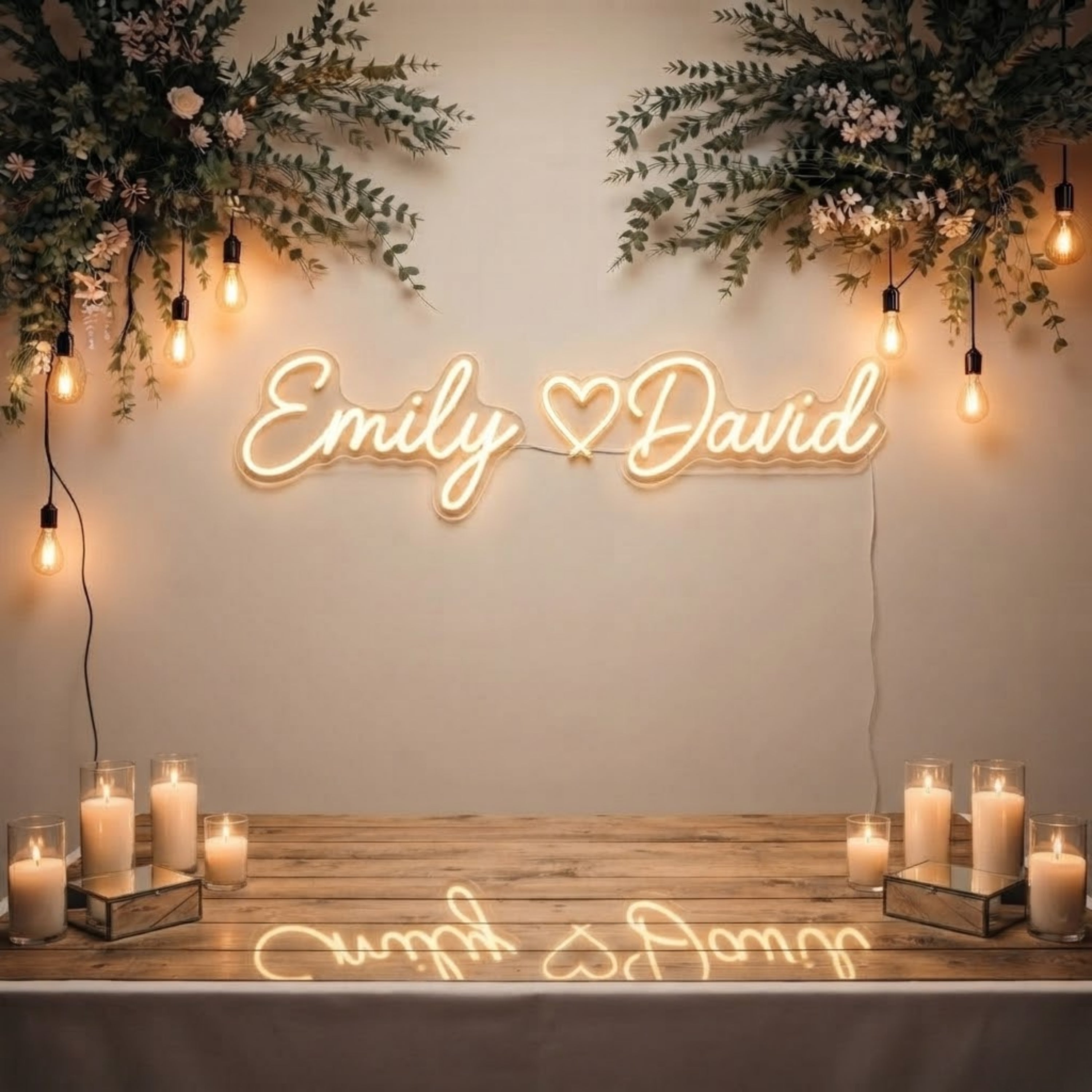 Personalized Wedding Neon Sign Custom Couple Names LED Light, Romantic Wedding B