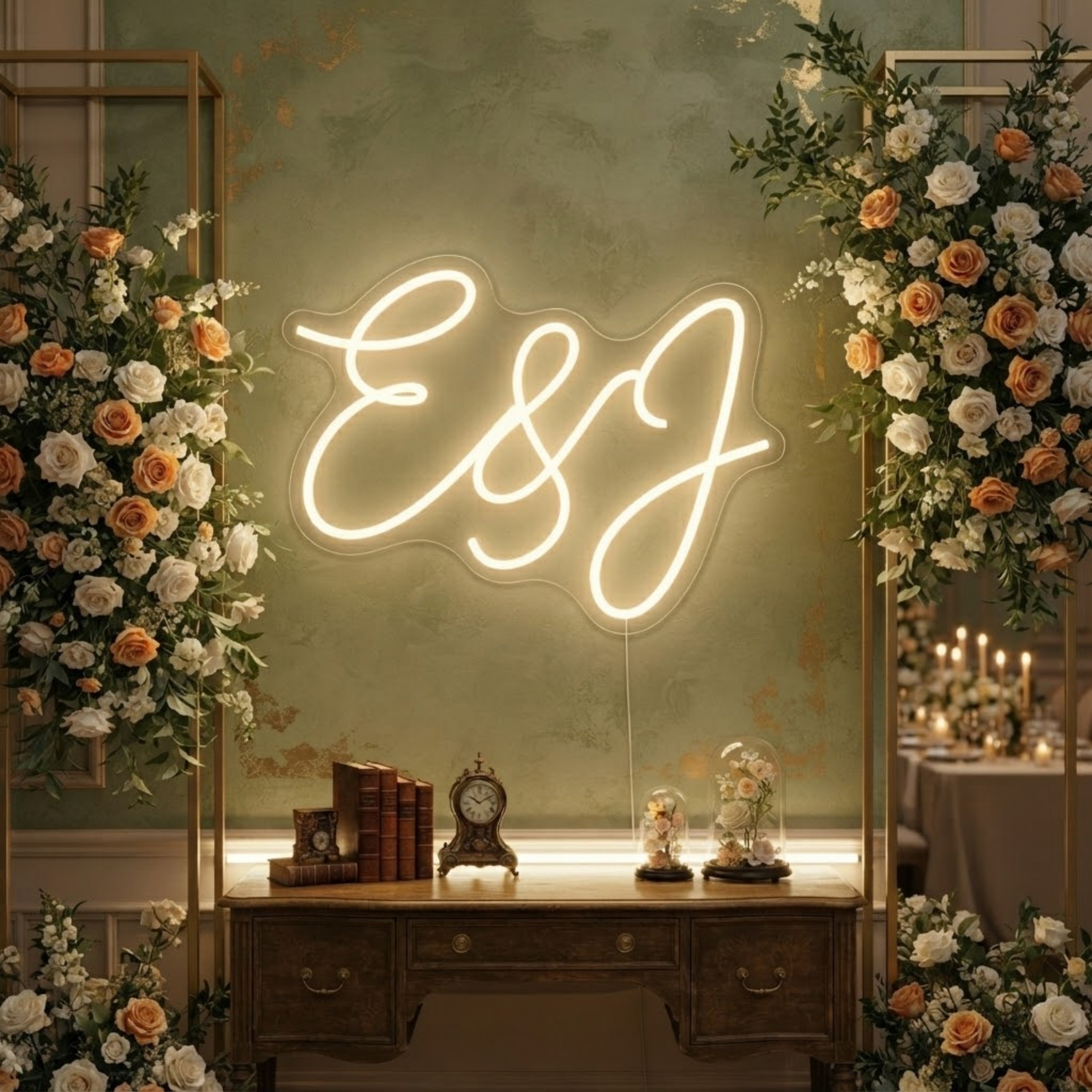 Personalized Wedding Neon Sign Custom Name LED Light, Elegant Script Neon Sign