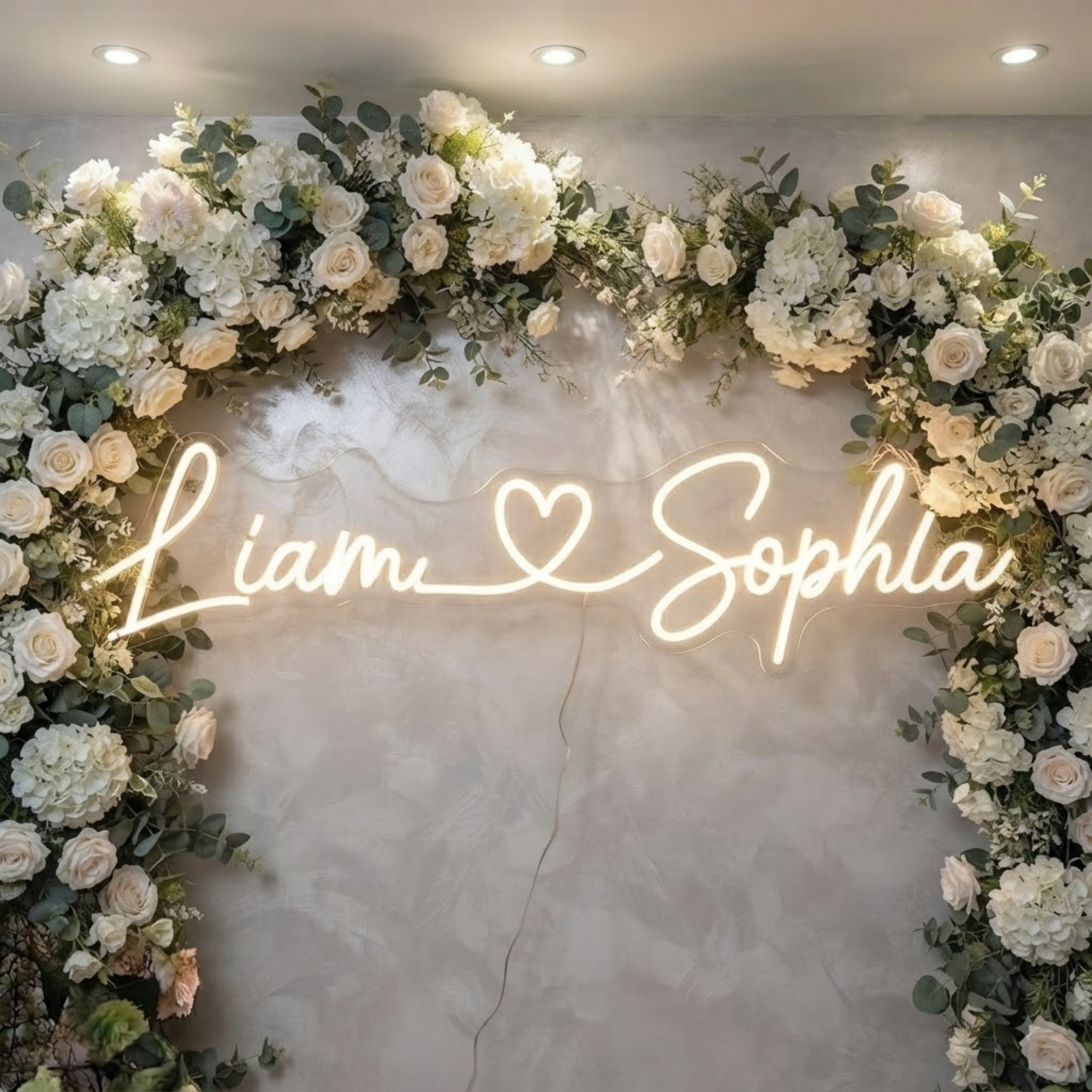 Personalized Wedding Neon Sign Custom Couple Names LED Light, Romantic Heart Neo