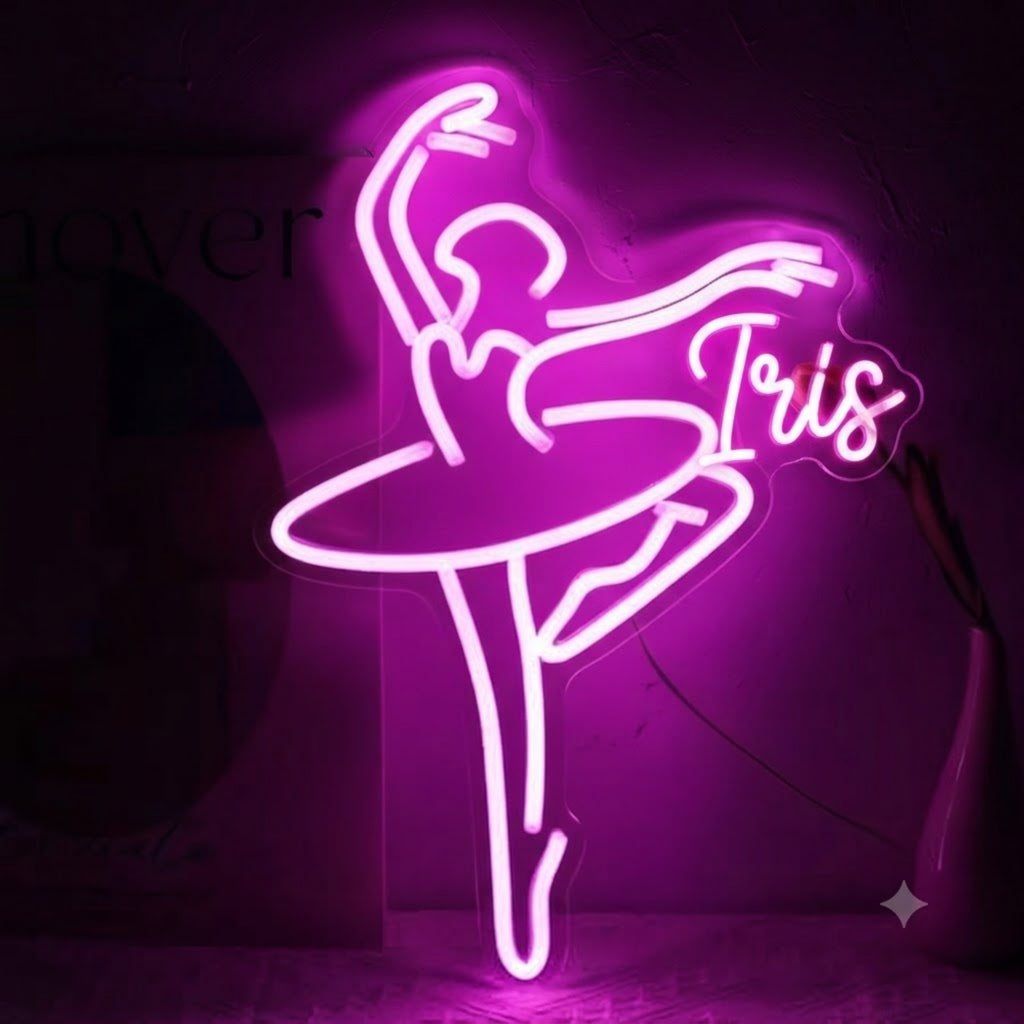 Personalized Ballet Neon Sign Custom Ballerina LED Light, Pink Dance Studio Deco