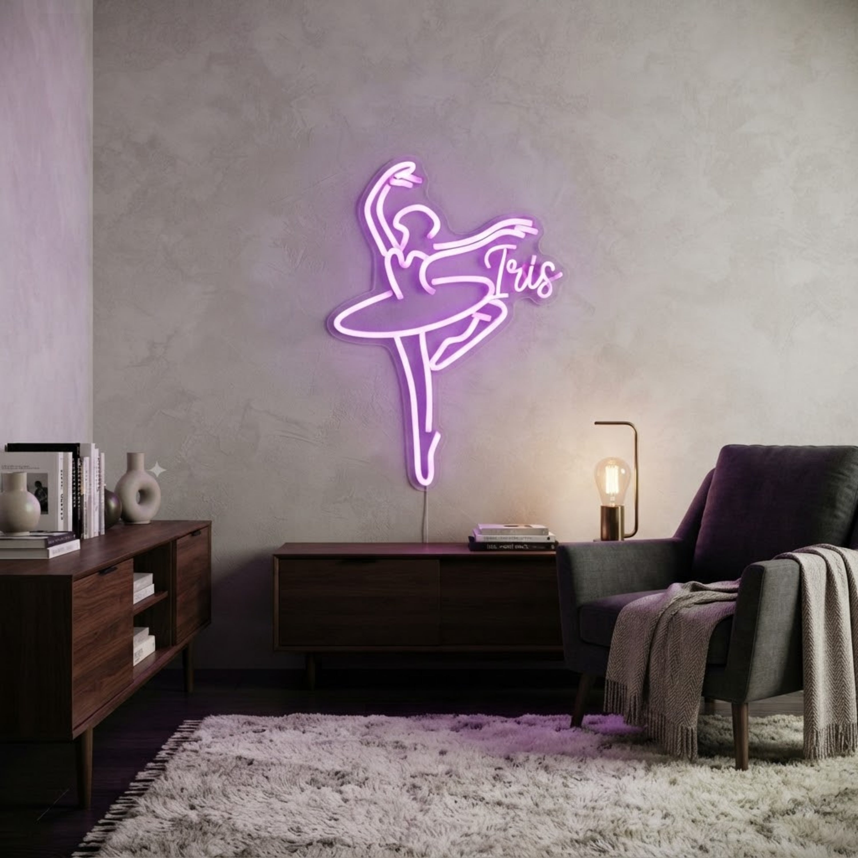 Personalized Ballet Neon Sign Custom Ballerina LED Light, Pink Dance Studio Deco