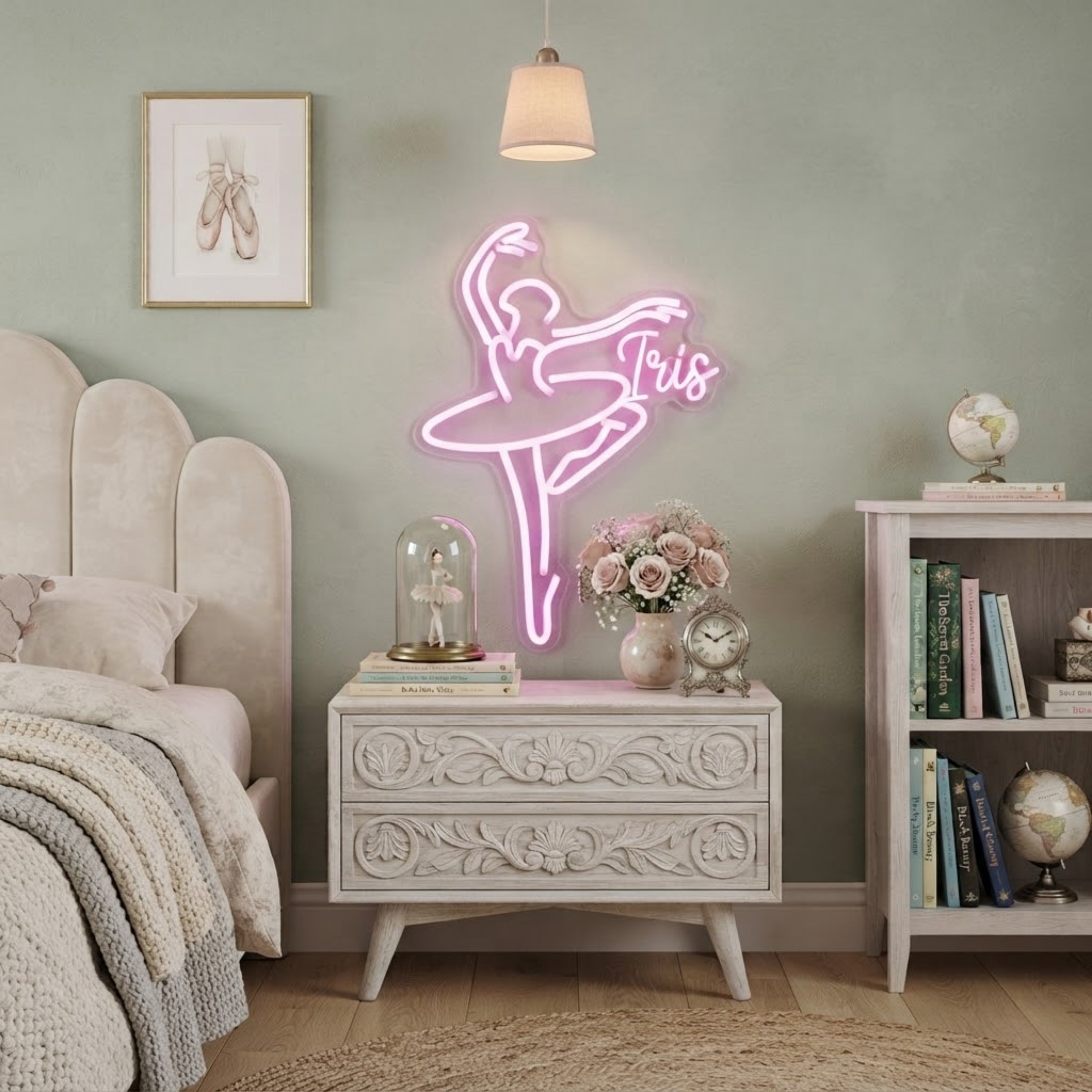 Personalized Ballet Neon Sign Custom Ballerina LED Light, Pink Dance Studio Deco