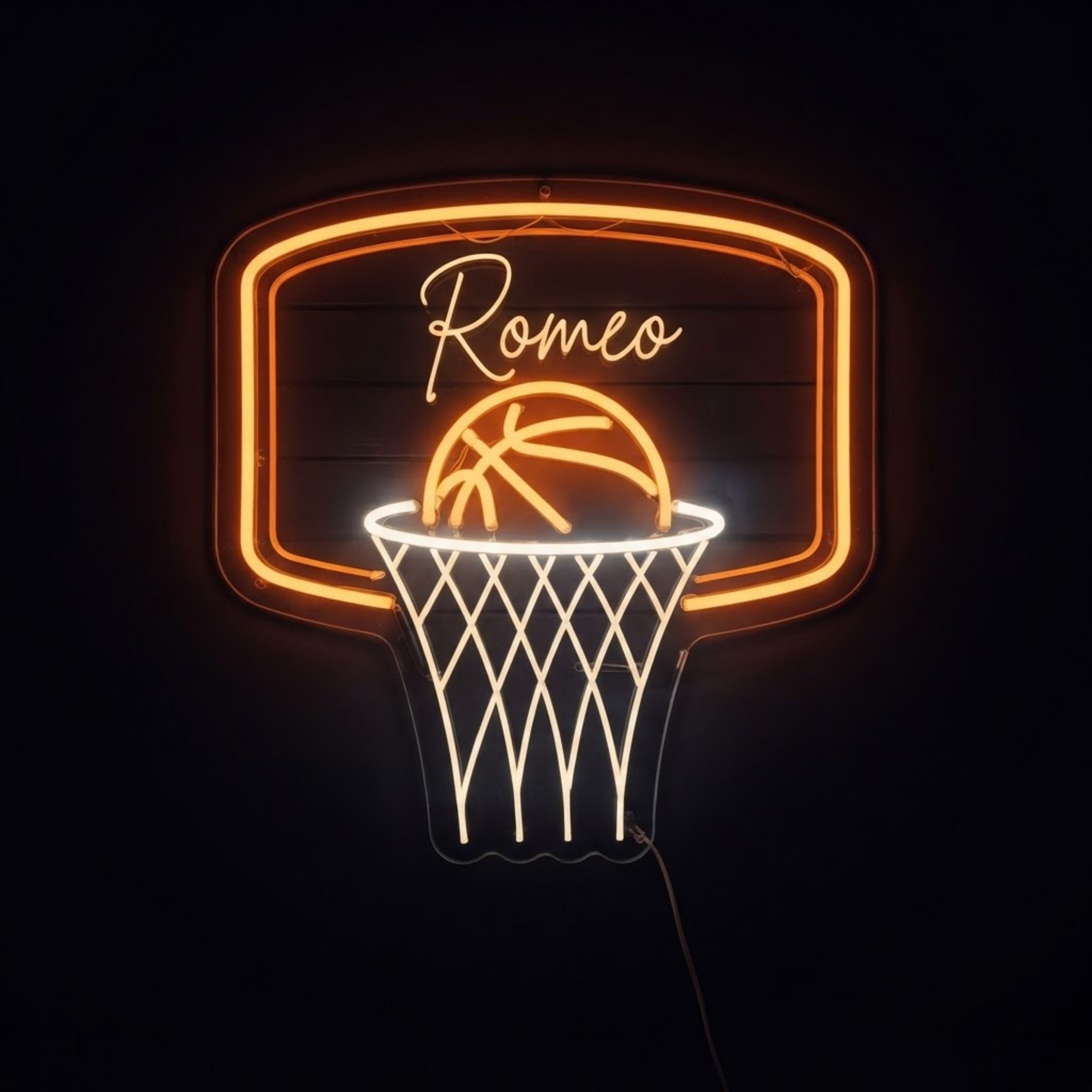 Personalized Basketball Neon Sign Custom Name LED Light, Basketball Hoop Wall De