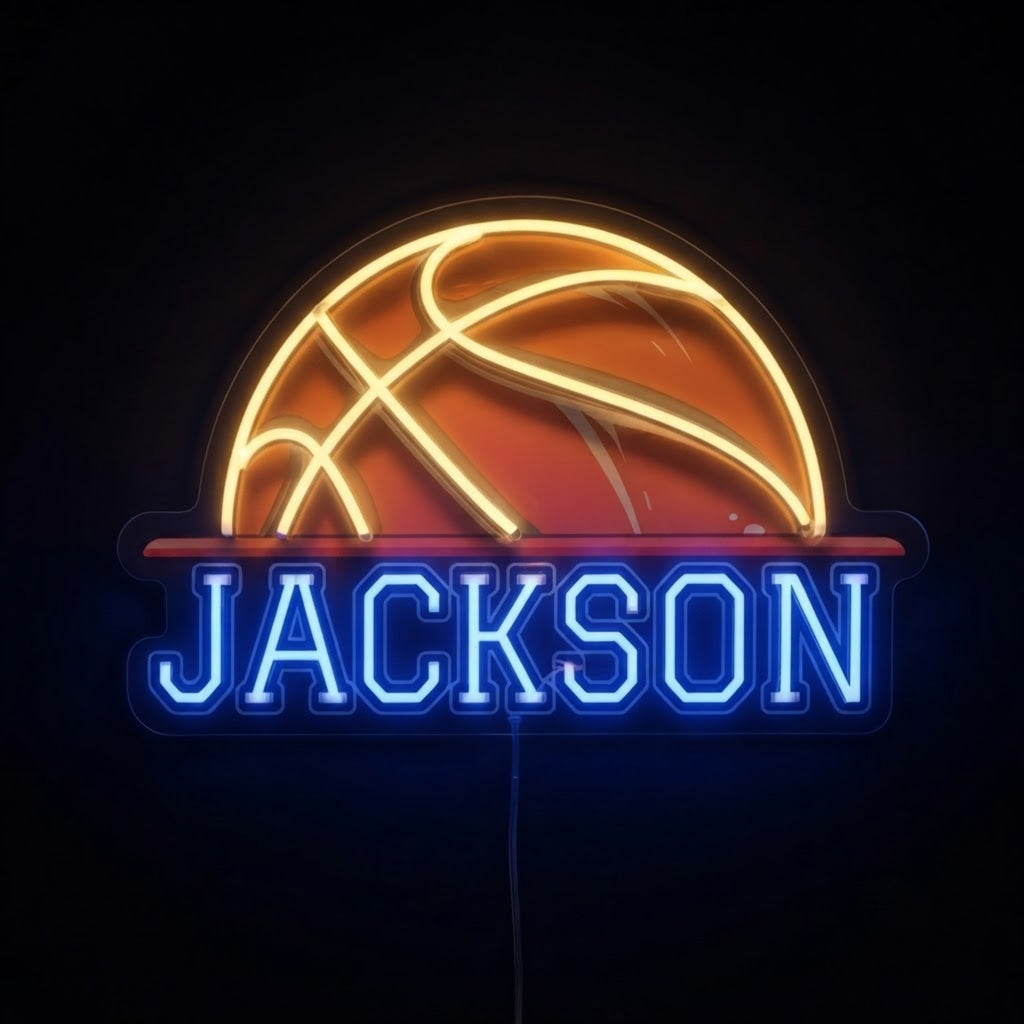 Custom Basketball Neon Sign with Name Personalized Sports LED Neon Light for Boy