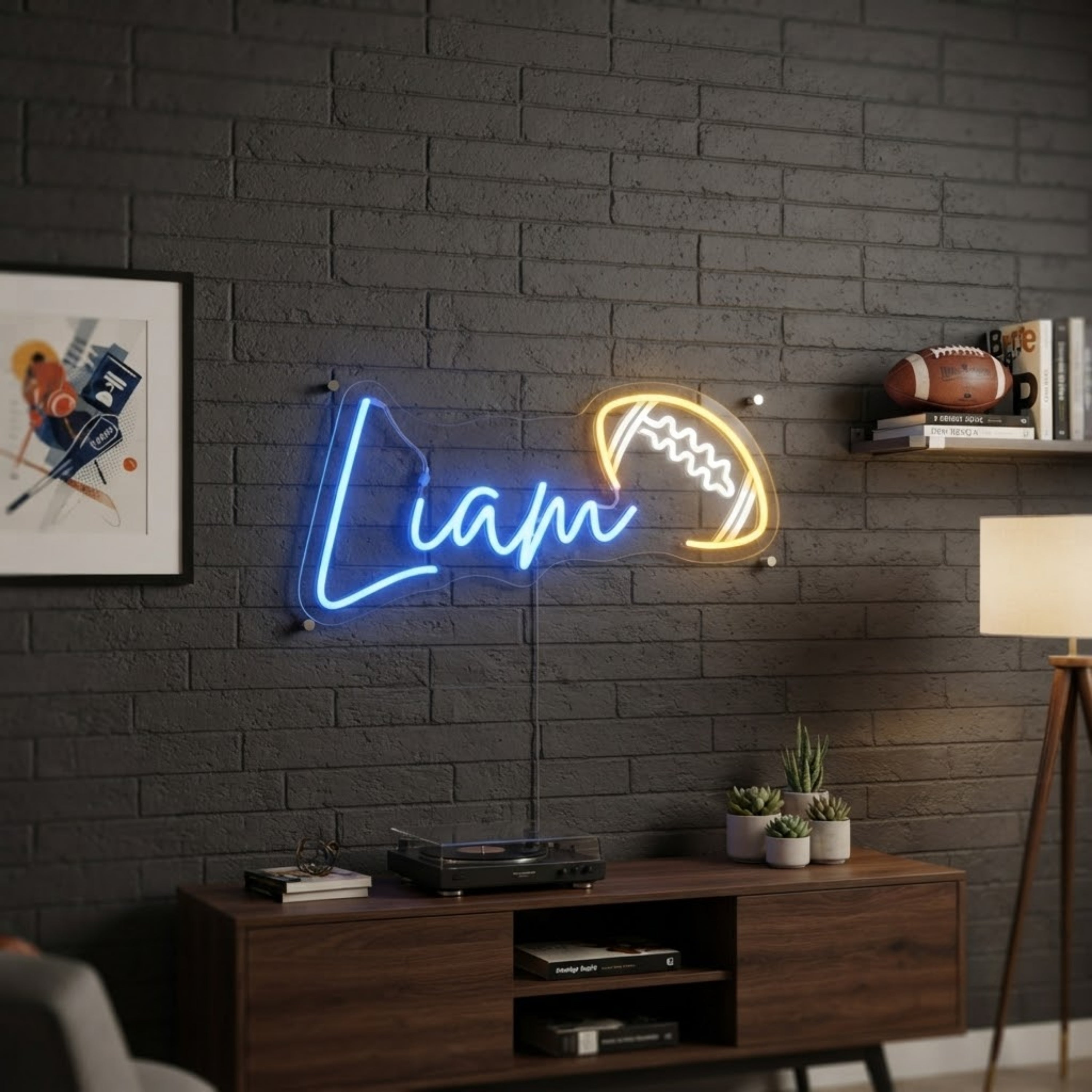 Custom Rugby Neon Sign with Name Personalized LED Rugby Light, Sports Room Decor