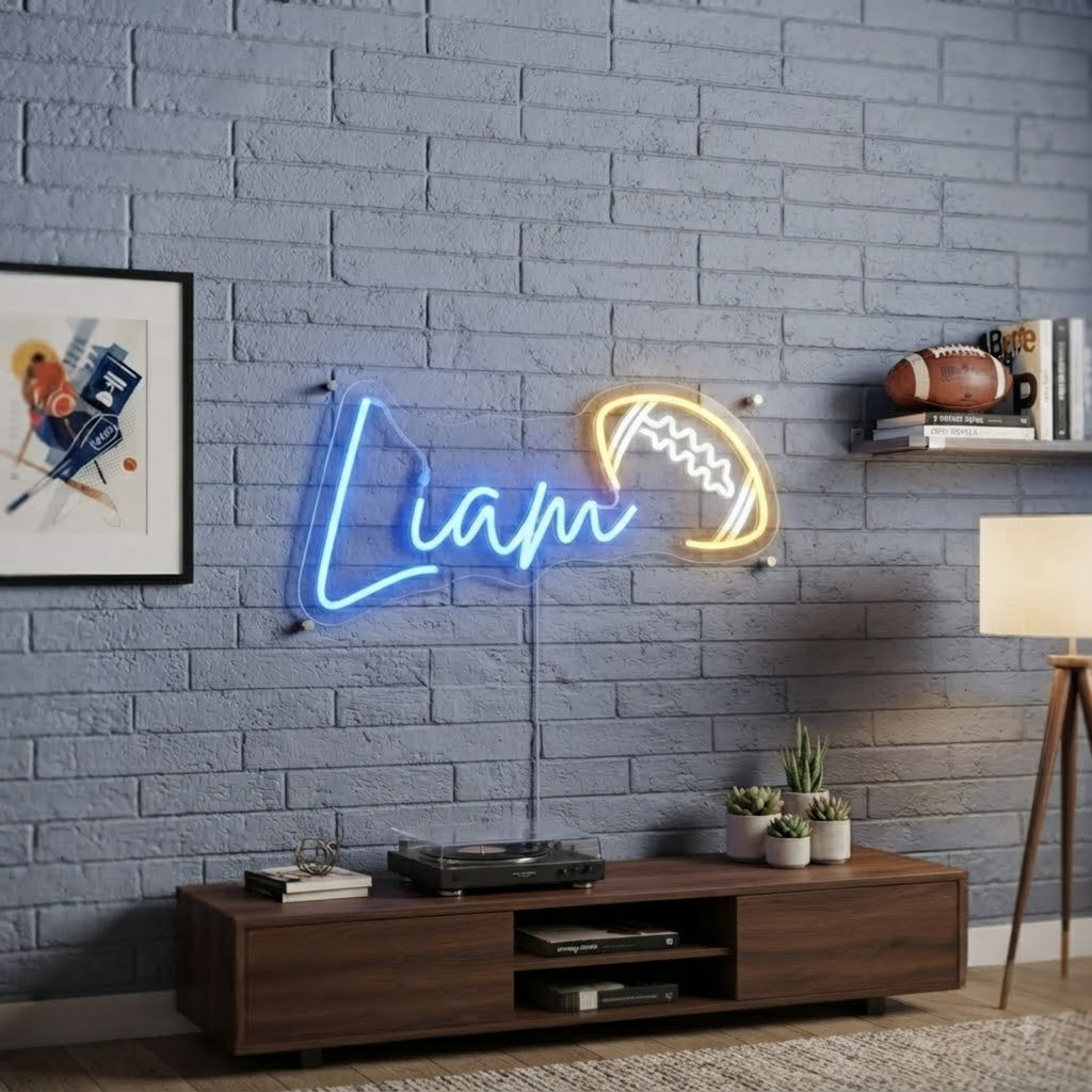 Custom Rugby Neon Sign with Name Personalized LED Rugby Light, Sports Room Decor