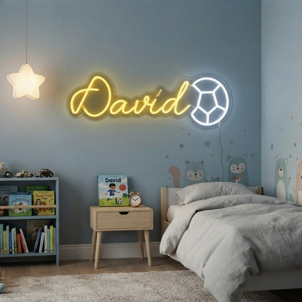 Custom Soccer Neon Sign with Name Personalized LED Football Light, Soccer Room D