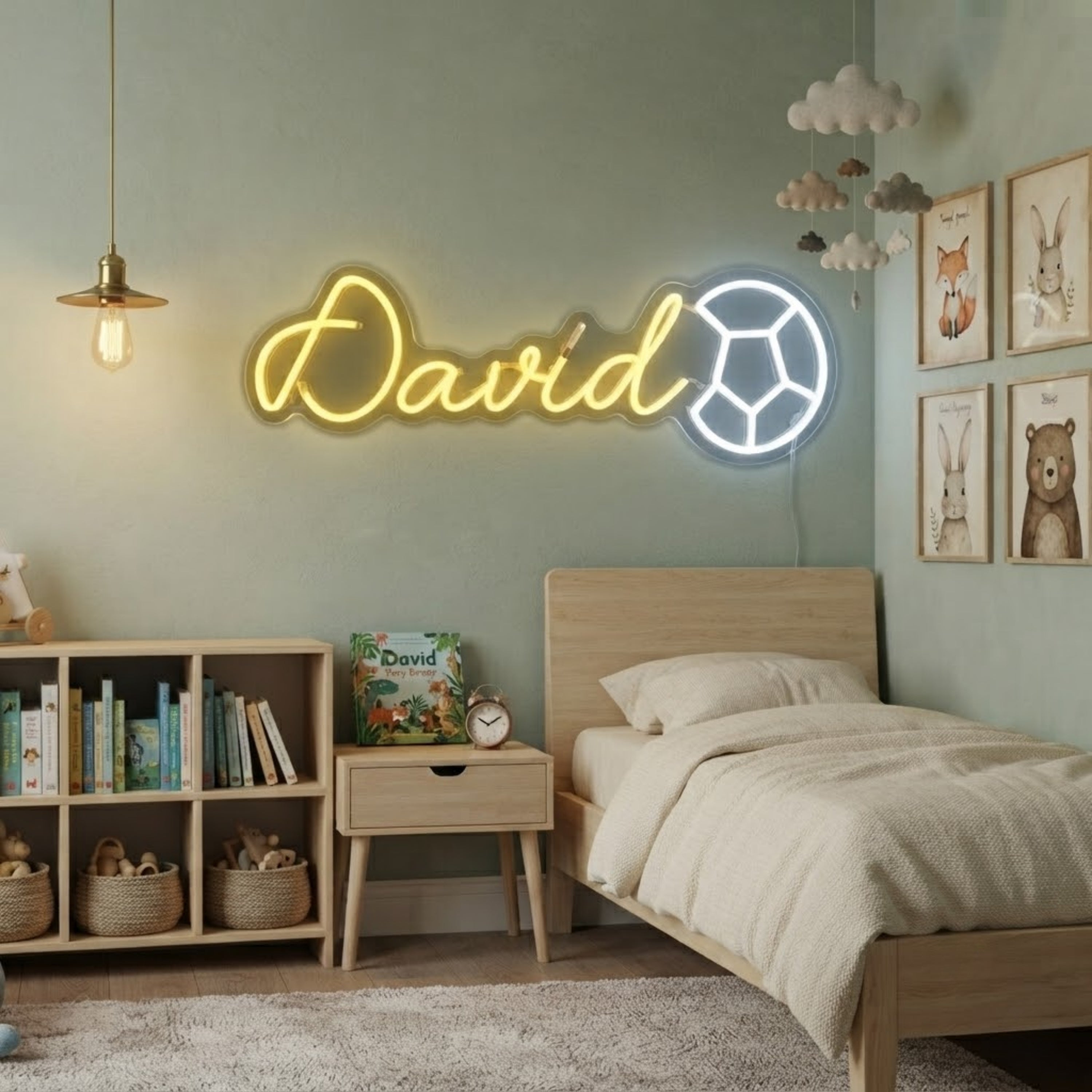 Custom Soccer Neon Sign with Name Personalized LED Football Light, Soccer Room D