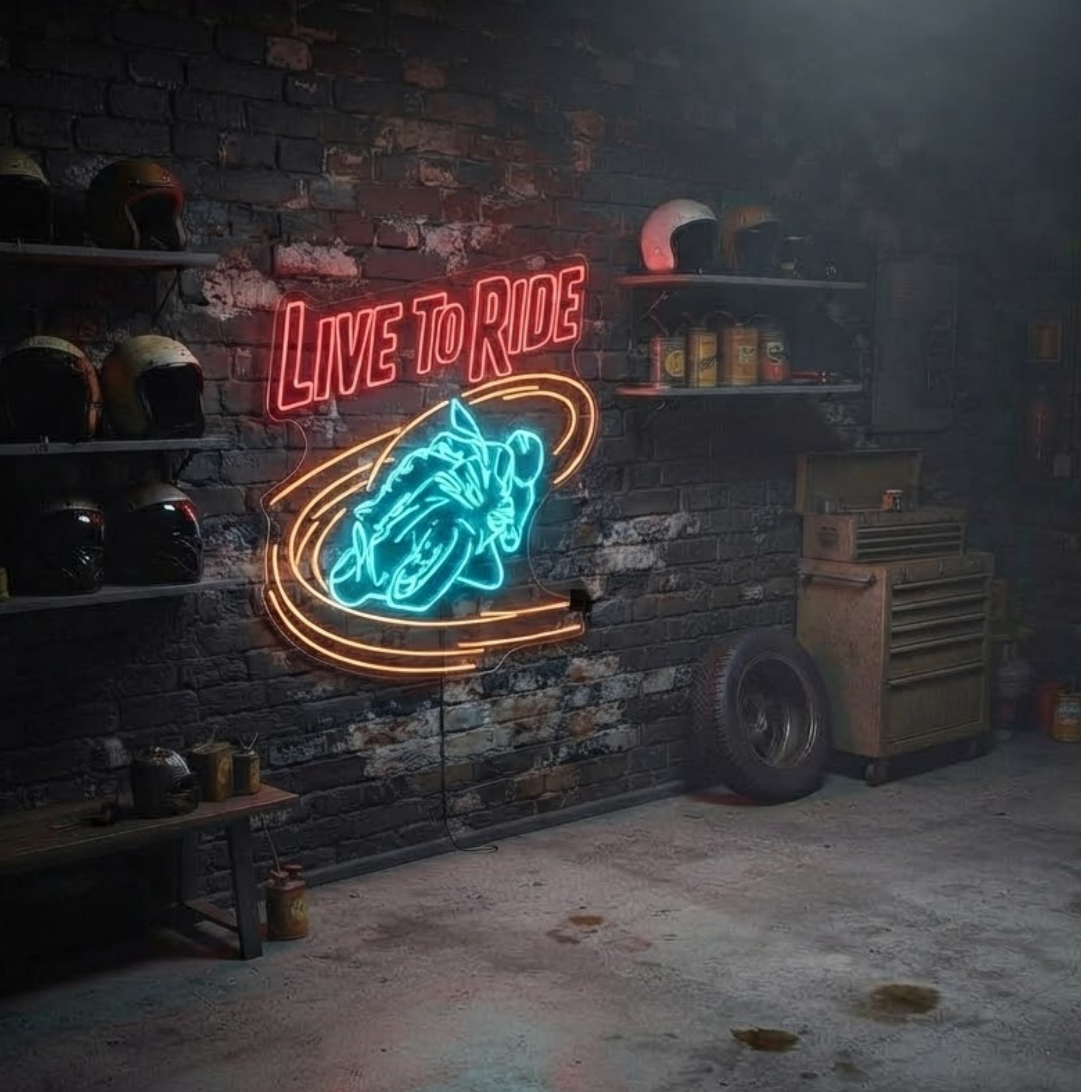 Motorcycle Neon Sign Live to Ride LED Neon Light, Biker Wall Decor, Motorcycle G