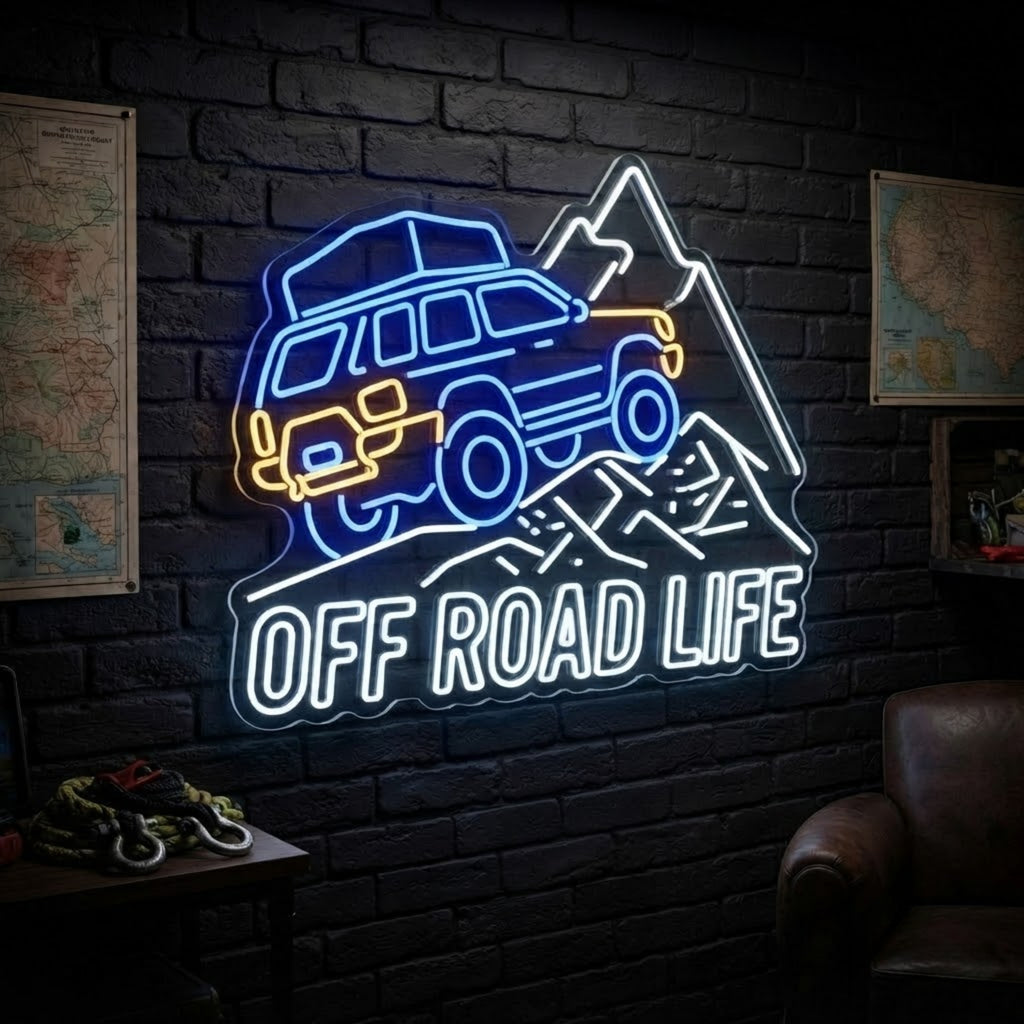 Off Road Neon Sign 4x4 LED Neon Light, Off Road Life Wall Decor, Jeep Garage Sig