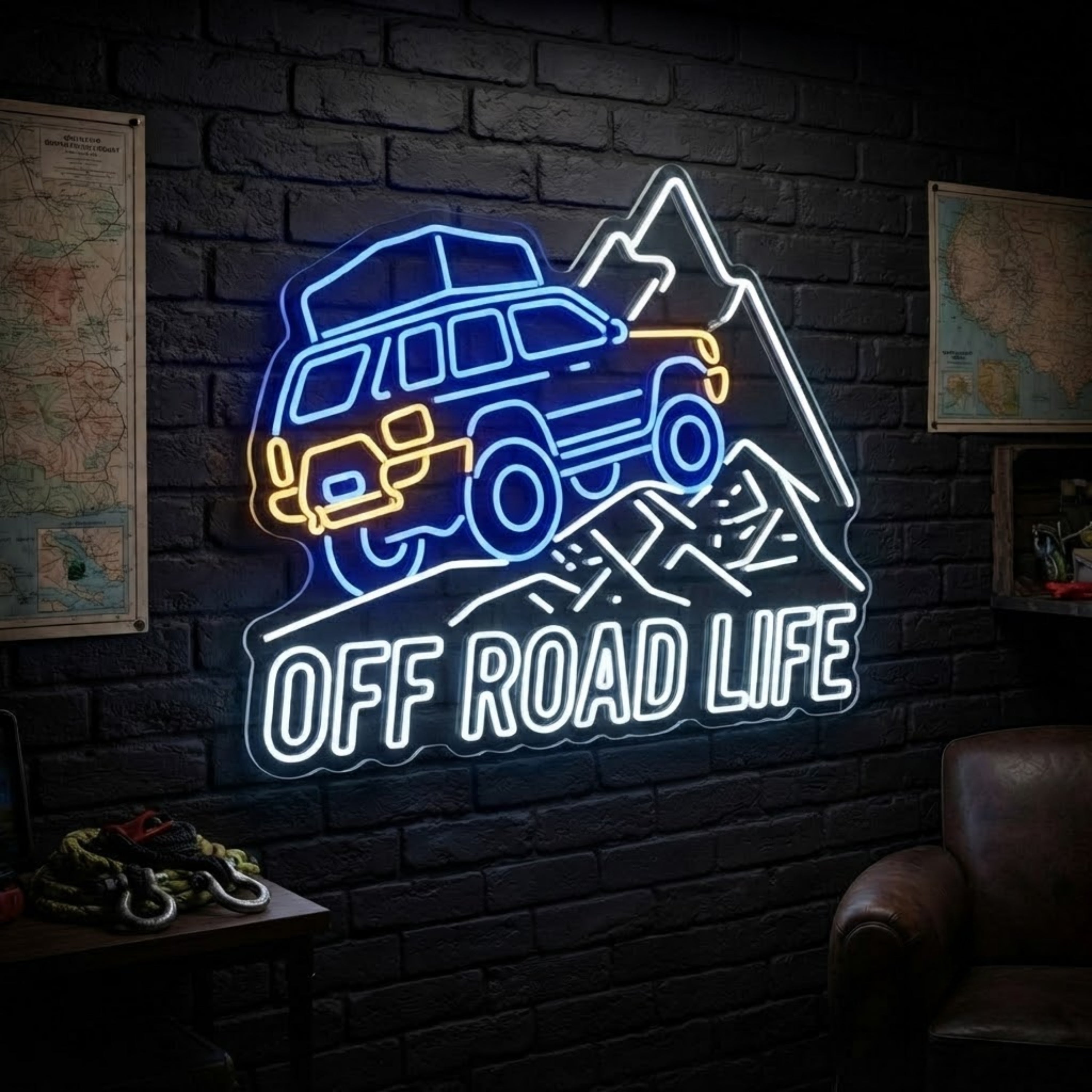 Off Road Neon Sign 4x4 LED Neon Light, Off Road Life Wall Decor, Jeep Garage Sig