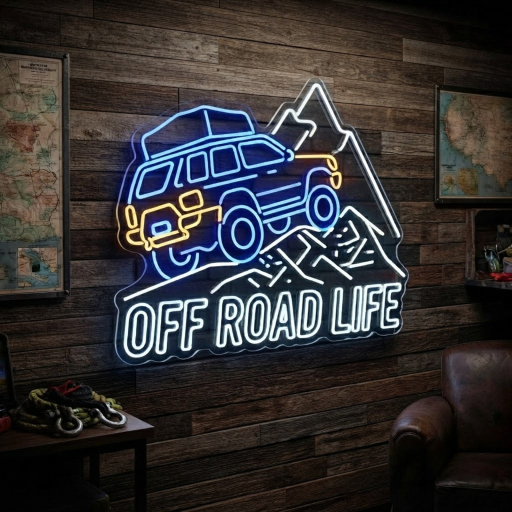 Off Road Neon Sign 4x4 LED Neon Light, Off Road Life Wall Decor, Jeep Garage Sig