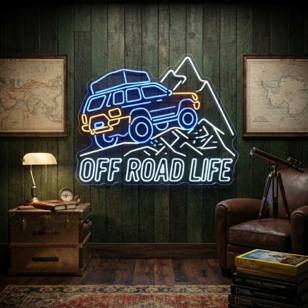 Off Road Neon Sign 4x4 LED Neon Light, Off Road Life Wall Decor, Jeep Garage Sig