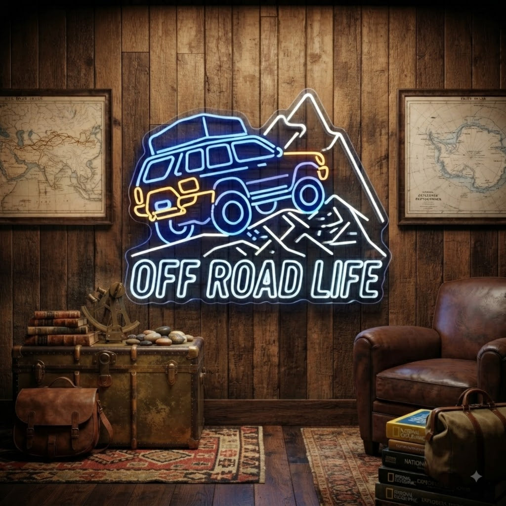 Off Road Neon Sign 4x4 LED Neon Light, Off Road Life Wall Decor, Jeep Garage Sig