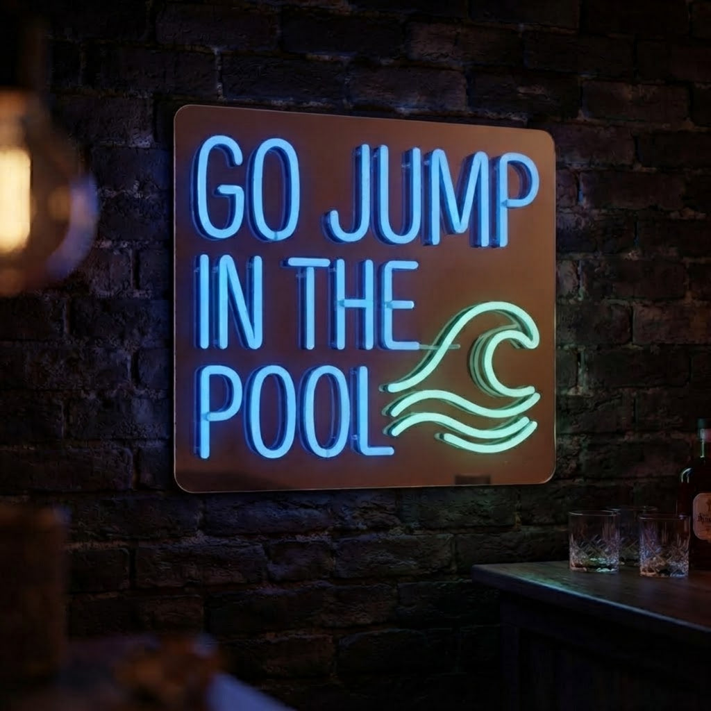Go Jump in the Pool Neon Sign Pool LED Neon Wall Decor, Swimming Pool Sign, Summ