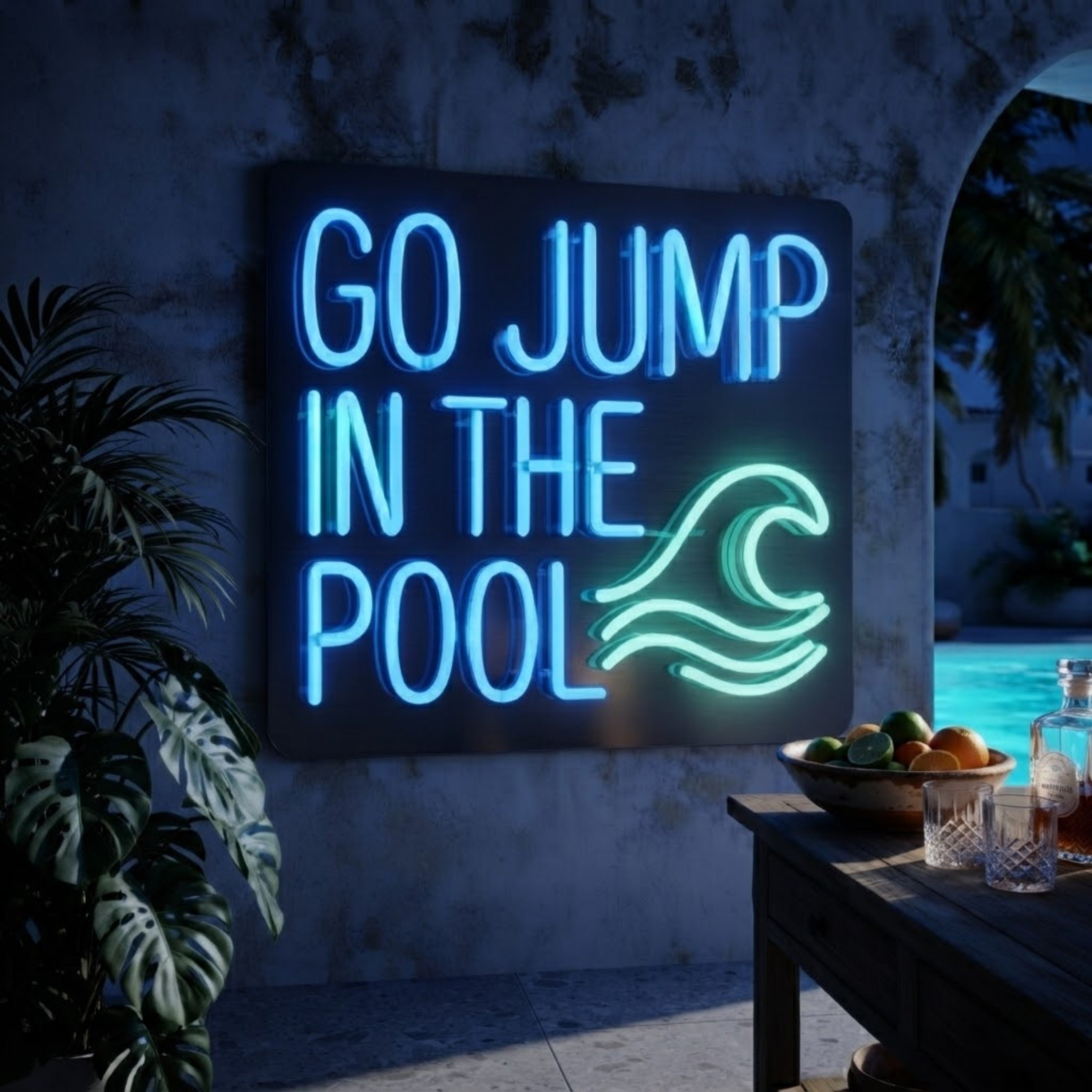 Go Jump in the Pool Neon Sign Pool LED Neon Wall Decor, Swimming Pool Sign, Summ